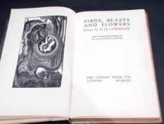 D H LAWRENCE: BIRDS, BEASTS AND FLOWERS, ill Blair Hughes-Stanton, London, The Cresset Press,