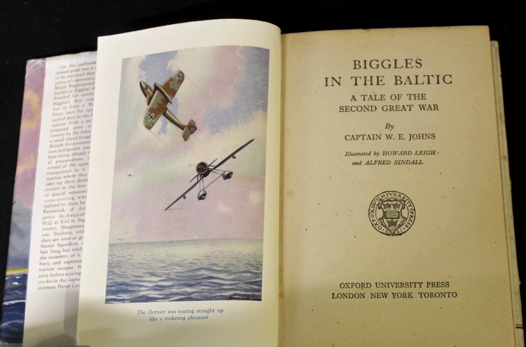 W E JOHNS: BIGGLES IN THE BALTIC, Oxford University Press, 1941 reprint, coloured frontis, 6 full - Image 2 of 2