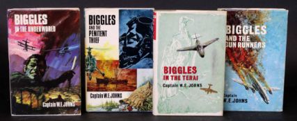 W E JOHNS: 4 titles: BIGGLES IN THE TERAI, 1966, 1st edition, original cloth, dust wrapper;