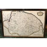 ROBERT MORDEN: NORFOLK, engraved hand coloured map [1695], framed and glazed, approx 580 x 370mm,