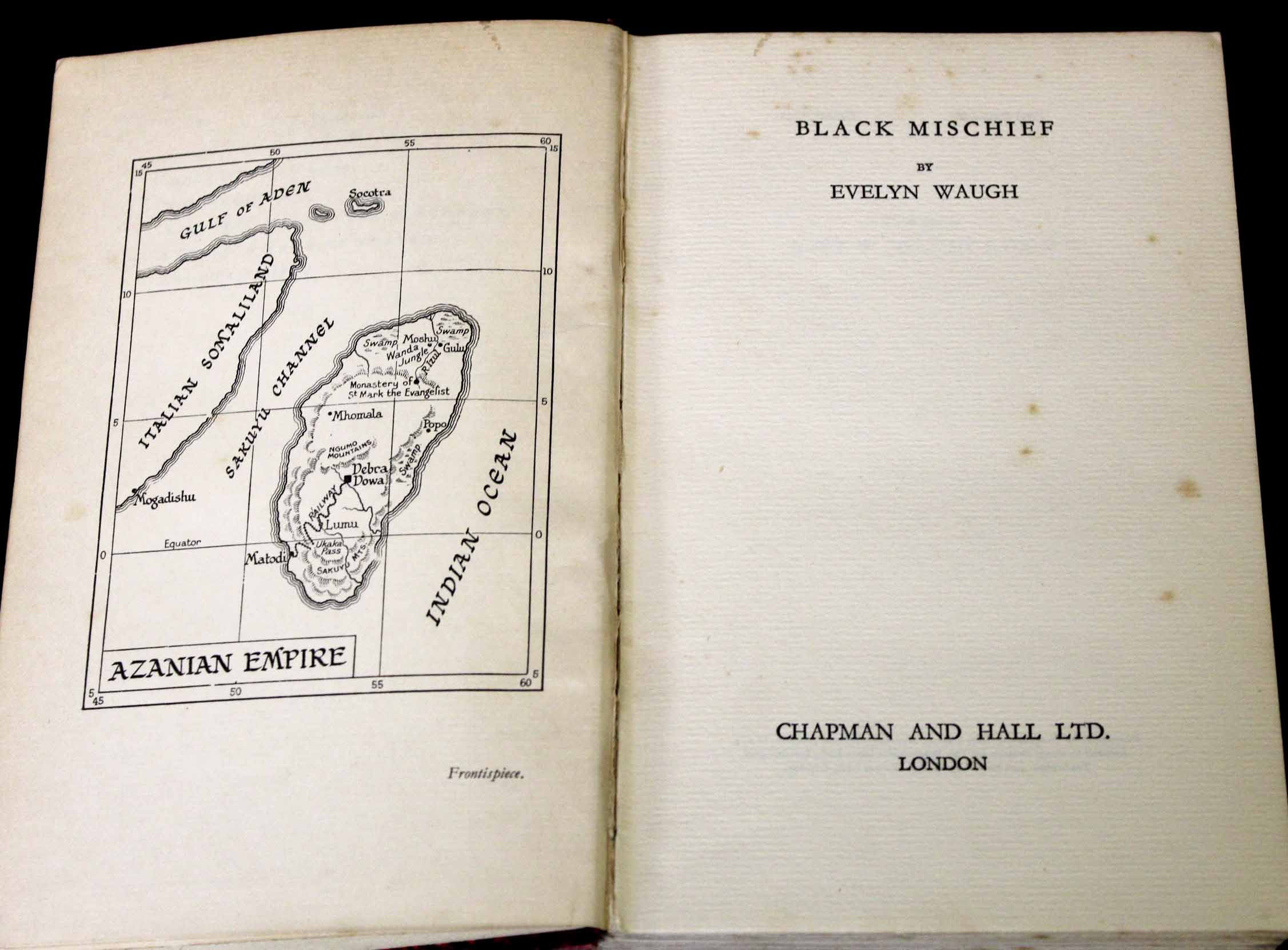 EVELYN WAUGH: BLACK MISCHIEF, London, Chapman & Hall, 1932, 1st edition, original cloth