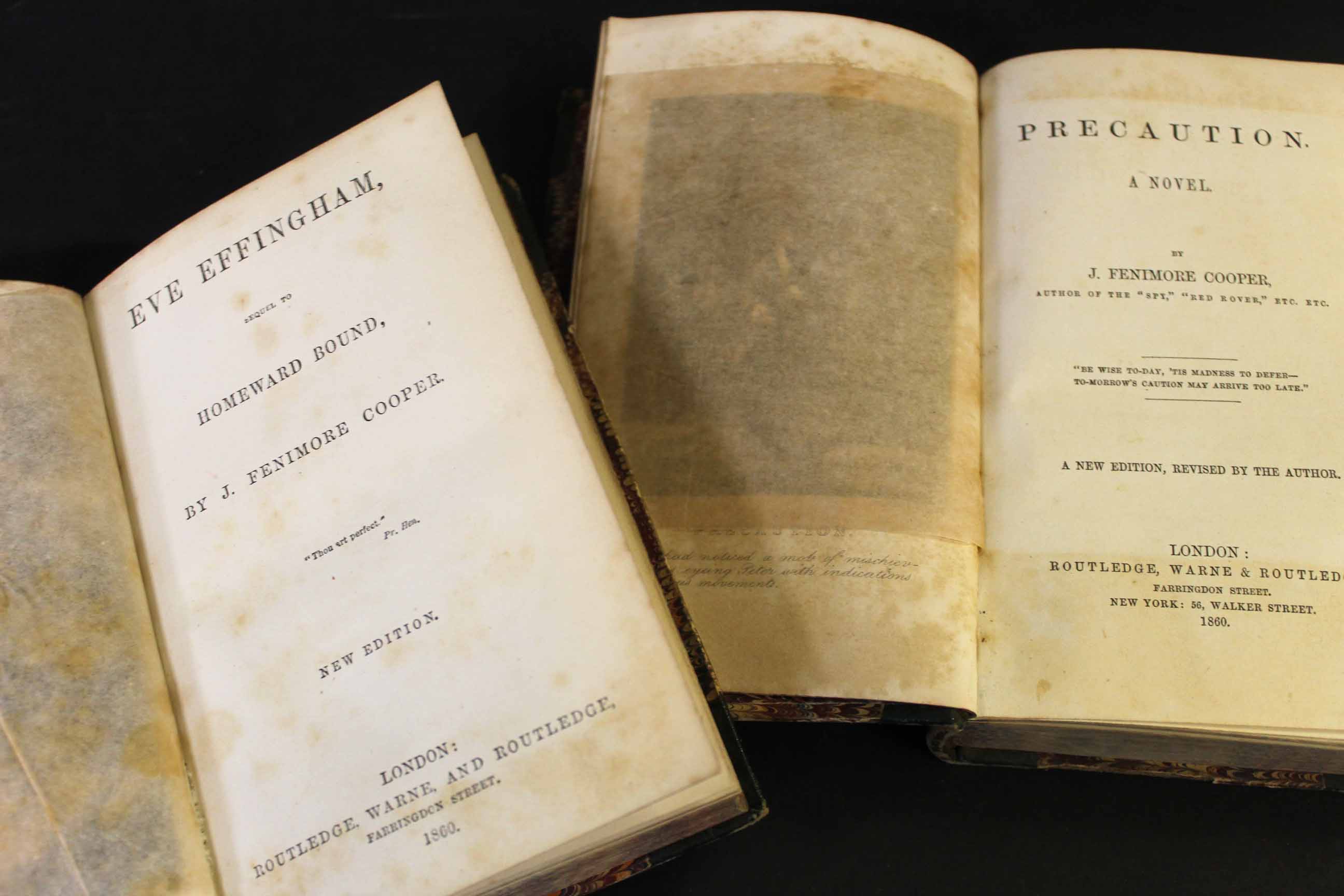 JAMES FENIMORE COOPER: 2 titles: EVE EFFINGHAM..., London, Routledge, Warne & Routledge, 1860, new