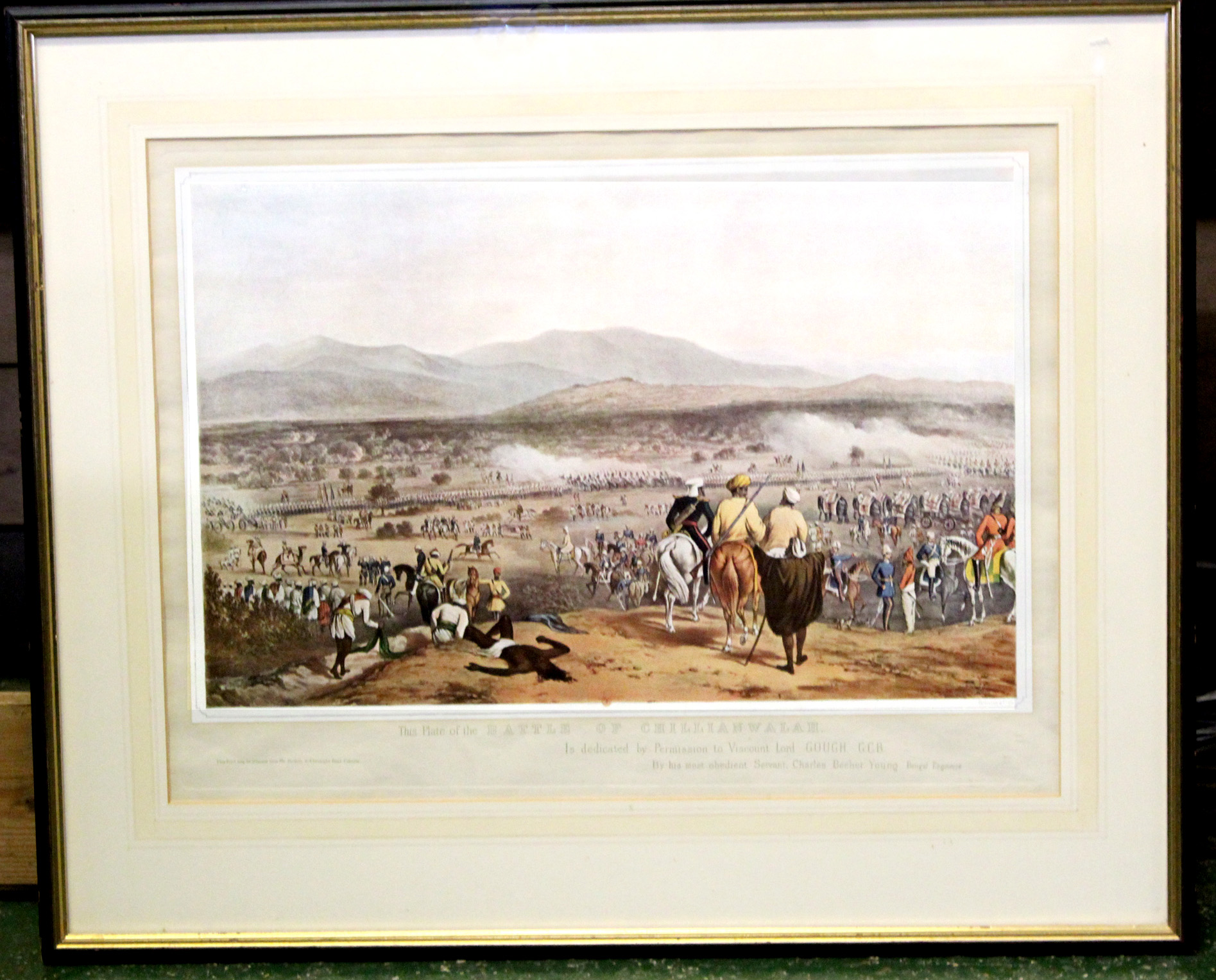 DICKINSON & CO (PUB): BATTLE OF CHILLIANWALAH, (ND), later strike, approx 490 x 370mm, framed and