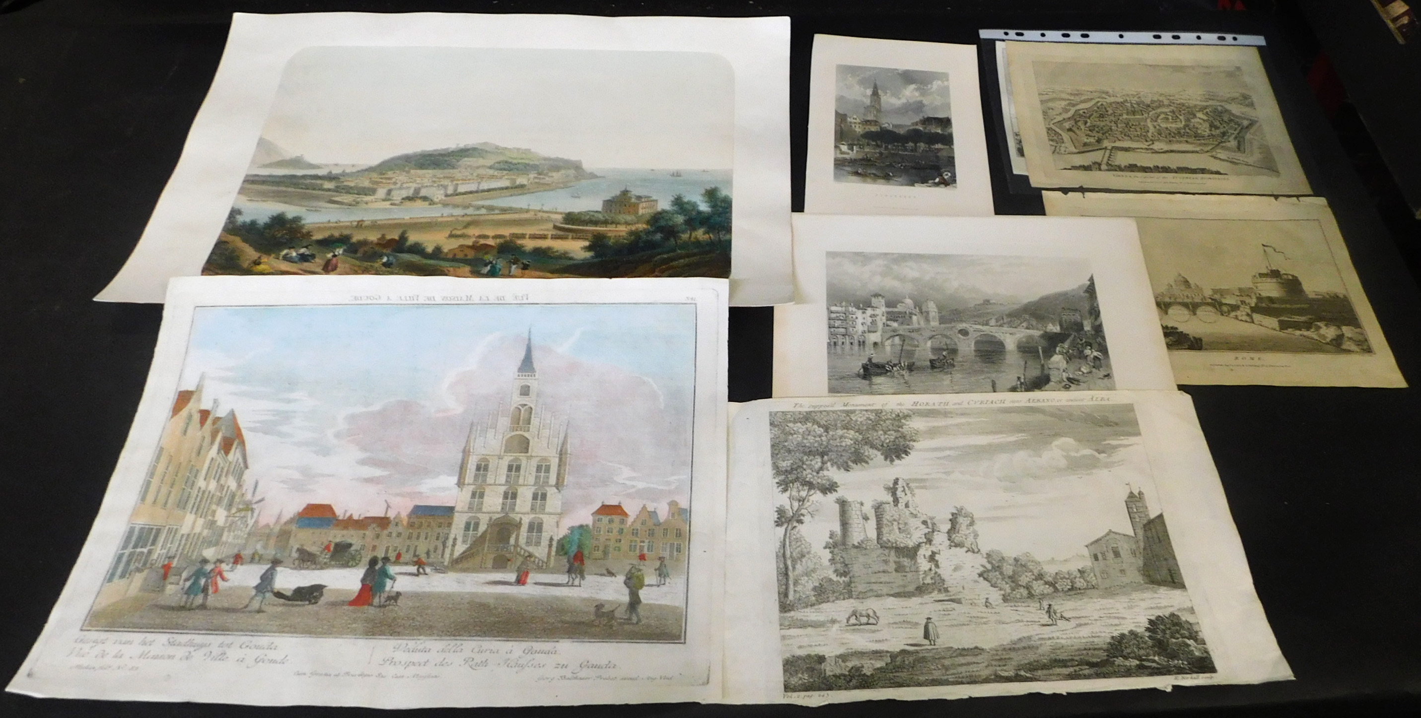 Packet assorted 19th century topographical engravings