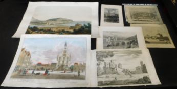 Packet assorted 19th century topographical engravings