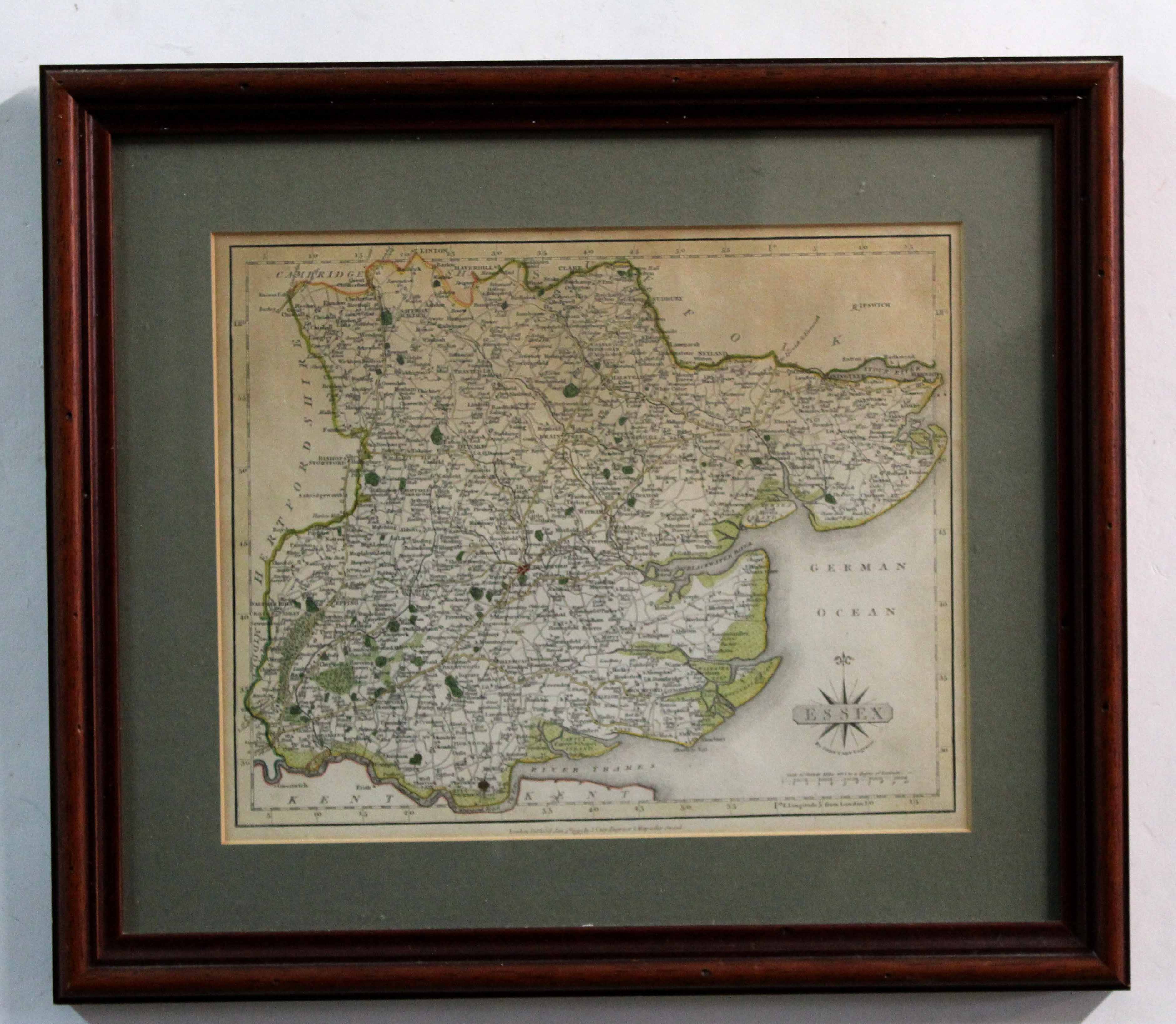 J CARY: ESSEX, engraved hand coloured map, 1793, approx 210 x 260mm + T KITCHIN: BEDFORDSHIRE, - Image 5 of 5