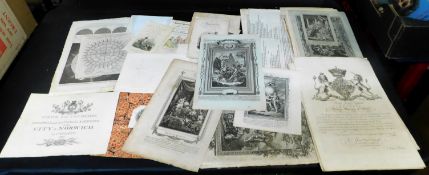 Folder assorted 19th century/18th century engravings, predominantly frontispieces/title pages