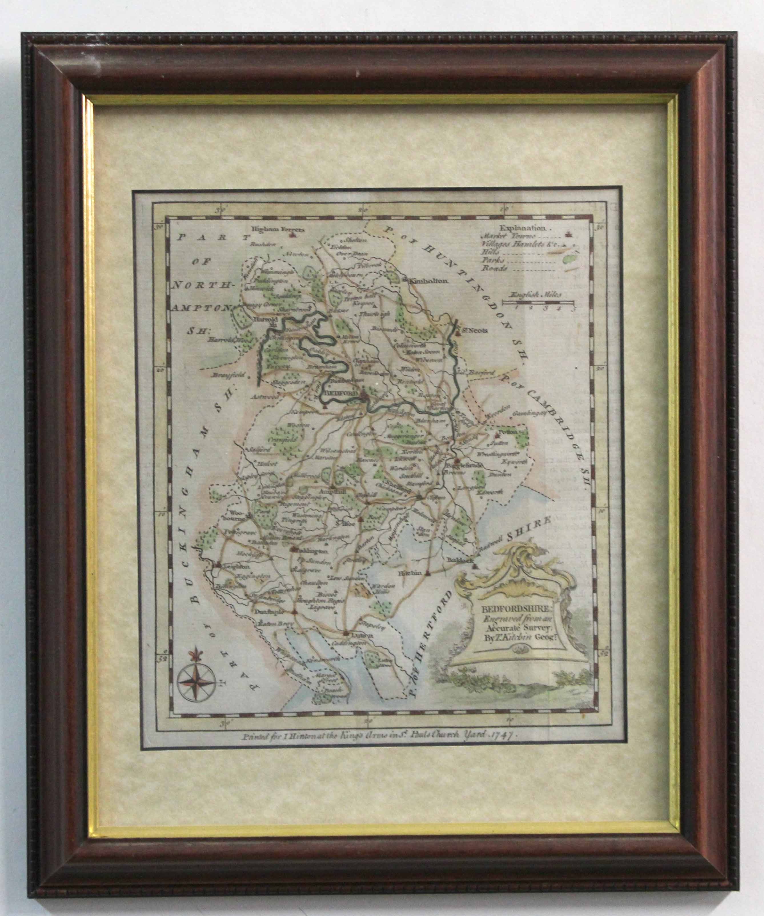 J CARY: ESSEX, engraved hand coloured map, 1793, approx 210 x 260mm + T KITCHIN: BEDFORDSHIRE,