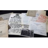 Packet WWII mainly East Anglia ephemera including Will Spons, Regional Commissioner for Civil