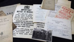 Packet WWII mainly East Anglia ephemera including Will Spons, Regional Commissioner for Civil