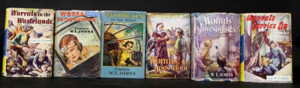 W E JOHNS: 6 titles: WORRALS CARRIES ON, 1942, 1st edition, original cloth, dust wrapper; WORRALS ON