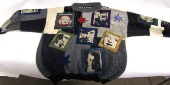 1980s retro Marienbad jumper by Patrick Groenendaal, decorated with images after Andy Warhol