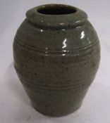 John Lucas (born 1937) Studio Pottery vase, the grey body with an incised design, 12cm high