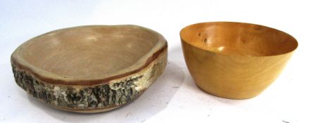 Small sycamore bowl by Russell Stanland, together with a further wooden bowl by a