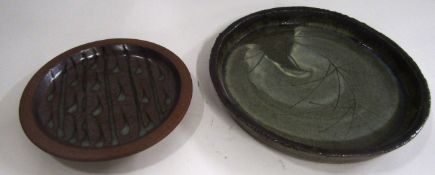 Muchelny Studio Pottery bowl with a teardrop design, together with a larger Studio Pottery bowl,