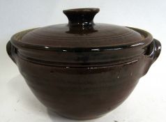 Danny Killick (b 1945) Stoneware Studio Pottery casserole and cover with Ten Moku type glaze, 21cm