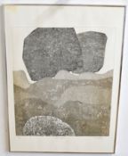 •AR John G Rigsby (20th century), "Black shapes", black and white artist's proof etching, signed,