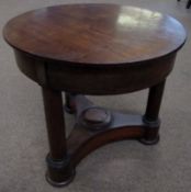 Mahogany circular pedestal table raised on a tripod base, 49cm diam