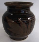 Christopher James Carter (born 1945) Studio pottery vase with Ten Moku type design, 12cm high