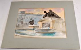 •AR Ali Osman (20th century), Fountain, watercolour, signed lower left, 25 x 35cm, mounted but