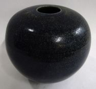 Audrey Stockwin (1936-2018) Studio Pottery vase with a mottled green design, the base marked with