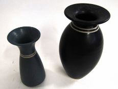 Louise Darby, (born 1959) Group of two Studio Pottery vases with banded design, both with incised