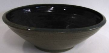 Christopher James Carter (born 1945) Studio ceramic bowl, the ridged body with an incised design