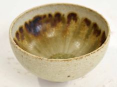 Derek Davis (1926-2008) A small stoneware pedestal bowl with Raku glaze, 8cm diam