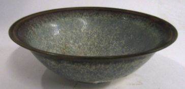 Hazel Johnston (20th Century) Small Studio Pottery bowl with mottled blue design, 14cm diam