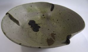 Shaped bowl with grey speckled design by Betty Blandino, the bowl with artist's seal mark to base,