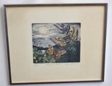 •AR David Koster (born 1926), "Emperor Moths", coloured etching, signed, numbered 40/150 and