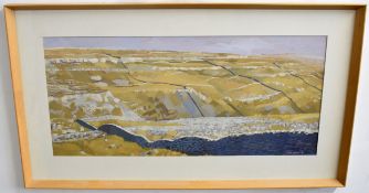 Alan Green (20th century) Rolling hills, gouache, signed and dated 87 lower right, 33 x 71cm