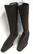 Pair of ladies suede zip and lace up knee length boots, size 7