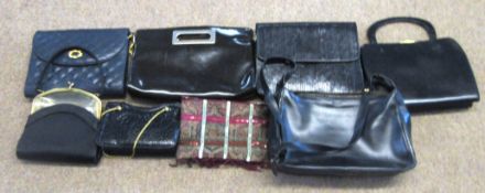 Collection of eight various ladies handbags including Ely, R & E Beaton Bros etc