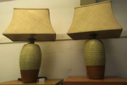 Ray Finch (1914-2012) Two Studio pottery vases now converted to lamps, the vases 30cm high with