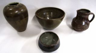 Friars of Aylesford Four pieces of Studio Pottery with medieval type glazes, the largest 20cm