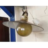 GOOD QUALITY RETRO COPPER ENAMELLED AND FROSTED GLASS HANGING LIGHT