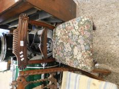 WILLIAM IV CHILD'S CHAIR WITH REEDED BAR BACK AND FLORAL UPHOLSTERED SEAT WITH RING TURNED FRONT