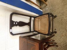 EDWARDIAN MAHOGANY SPLAT BACK BEDROOM CHAIR WITH CANE SEAT