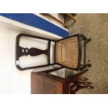 EDWARDIAN MAHOGANY SPLAT BACK BEDROOM CHAIR WITH CANE SEAT