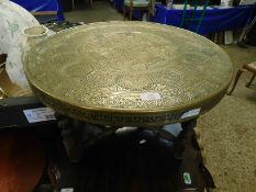 PRESSED BRASS BENARES TABLE ON BARLEY TWIST STAND