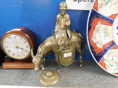 ORIENTAL BRASS CAST FIGURE ON A HORSE