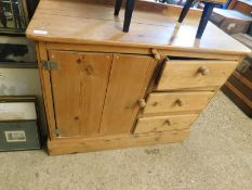 PINE MADE SIDEBOARD WITH THREE DRAWERS AND SINGLE CUPBOARD DOOR