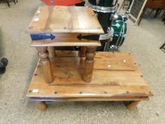 EASTERN HARDWOOD RECTANGULAR COFFEE TABLE AND A FURTHER SQUARE EXAMPLE (2)