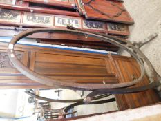 19TH CENTURY MAHOGANY CHEVAL MIRROR WITH OVAL FRAME (LACKING GLASS)