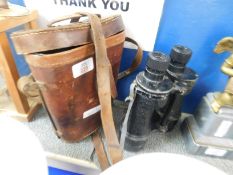 CASED LEATHER PAIR OF BINOCULARS