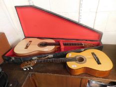 CHILD'S FALCON ACOUSTIC GUITAR TOGETHER WITH A FURTHER CASED ACOUSTIC GUITAR (2)