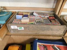 WOODEN BOX CONTAINING COLLECTION OF MATCHBOXES