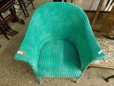 LLOYD LOOM GREEN PAINTED ARMCHAIR