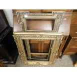 19TH CENTURY GILT PICTURE FRAME TOGETHER WITH A FURTHER TRIPLE GLASS MIRROR FRAME (2) (A/F)